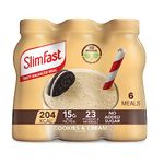 SlimFast Ready To Drink Shake, Meal Replacement Shakes for Weight Loss and Balanced Diet, High Protein, Vitamins, Minerals, No Added Sugar, Cookies and Cream, Multipack, 6 x 325 ml, Packaging May Vary