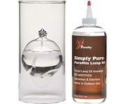 The Modern Transcend Clear Glass Oil Lamp Gift Set is a Unique The Bliss Oil Candle Appears to Float in The Hurricane Candle Holder - Includes 16 oz. Smokeless Lamp Oil and a Funnel by Firefly