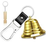 Bear Bell with Whistle Set for Hikers, Hiking Gear Solid Brass Camping Bear Bell with Whistle and Carabiner for Biking, Fishing, Climbing, Outdoor Camping & Hiking Protection