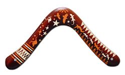 Rangemaster Aboriginal Art Style Decorated Australian Wooden Boomerang for Right Handed Throwers