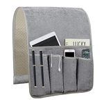 NB Sofa Armrest Organize remote holder bedside caddy organizer with 5 pockets，non-slip couch remote control holder couch armchair caddy accessories (Gray, 35"x12.4")