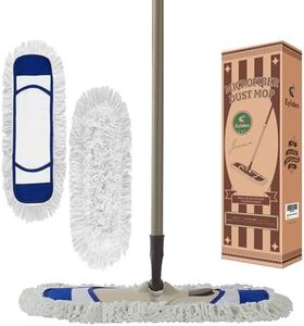 Eyliden Dust Mop with 2 Reusable Washable Pads - One Touch Replacement, Height Adjustable Handle, Wet & Dry Mops for Floor Cleaning, Hardwood, Laminate, Tile Flooring Push Dust Broom