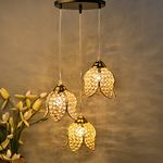 Homesake Metal Decor Hanging Light, Pendant Ceiling Lights for Home Decoration, Home Decor Items for Living Room (Golden, Metal),Corded Electric