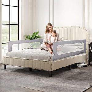 Playpals Extra Toddler Bed Rail - Adjustable Bed Rail for Baby, Folding Safety Bed Guard for Queen, Full, Twin, King Size Beds - 1 Piece, Grey (200cm x 72cm/85cm)