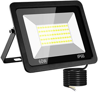 LED Flood Light Outdoor, 60W Super Bright IP66 Waterproof Exterior Security Light, 6500K Daylight White Outdoor Floodlights for Yard, Garden, Stadium, Backyard, Garage