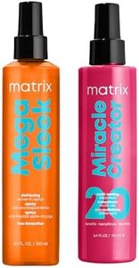 Matrix Multi Tasking Hair Treatment 200ml and Heat Protecting Iron Smoother 250ml, Miracle Creator and Mega Sleek, Duo