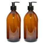 Aura 500ml Amber Glass Bottles with Black Pumps - Pack of 2