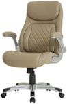Nouhaus +Posture Ergonomic PU Leather Office Chair. Click5 Lumbar Support with FlipAdjust Armrests. Modern Executive Chair and Computer Desk Chair (Taupe)