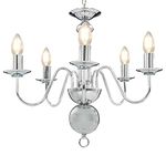 vidaXL Chandelier Home Interior Decoration Elegant Charm Chandelier Living Room Bedroom Hanging Ceiling Pendant Light Silver 5xE14 Bulbs