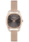 BREIL Ladys' PENELOPE WATCH Collection MONO-COLOUR LIGHT GUN dial 2 Hands QUARTZ movement and IP COLOURED STAINLESS STEEL ROSE GOLD MESH EW0540