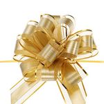 MECCANIXITY 10pcs 7 Inch Large Pull Bow Gift Wrapping Bows Ribbon Organza Champagne Gold for Wedding Baskets Presents Christmas Party