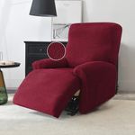 HOKIPO 1 Seater Recliner Sofa Cover, 210GSM Thick T-Type Jacquard, Burgundy (AR-4972-BRGN)