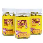 NutriBears Kids Multivitamin Gummies with Vitamins A, C, B, D, and Zinc, 90 Gummy Chewable Bears, Strawberry and Orange Flavour, Supports Daily Wellness and Immune System Support, 3-Pack