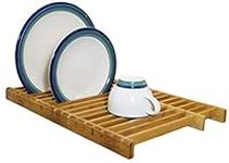 KitchenShark Over the Sink Dish Drying Rack Beautiful Sustainable Bamboo Flat Compact Design Easy to Store