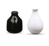 Mkd2 Rise Ceramic Reed Diffuser Aroma Pot for Home Fragrance Set of 2 (White & Black)