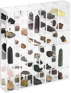 Adjustable Rock Display Case Clear Acrylic Collection Box with Mirrored Arrowhead Stones Storage Display Case Mineral Crystal Collectibles Holder Organizer Showcase Shelves with Lid