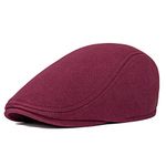 VOBOOM Men's Cotton Flat Ivy Gatsby Newsboy Driving Hat Cap, Burgundy, One Size