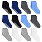 Tphon Kids Non Slip Toddler Boy Grip Socks 12 Pairs Anti Skid Sticky Socks for 3-5 Years Baby Children Girls