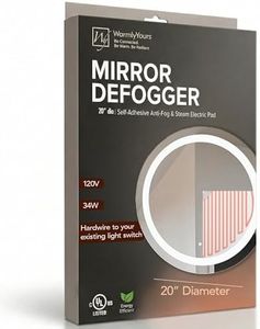 WarmlyYours Heated Mirror Defogger Circular 20x20 in. Self-Adhesive Anti Fog and Steam Electric Pad for Existing Bathroom Wall Mirrors