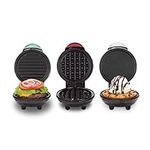 DASH Mini Waffle Maker + Grill + Griddle, 3 in 1 Pack - Red/Aqua/White