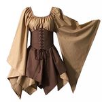 FunAloe Bat Sleeve Gothic Dresses for Women Steampunk Corset Medieval Dress Women Halloween Dress Vintage Dress Renaissance Dress Women Ladies Prom Dress Evening Party Cocktail Dresses