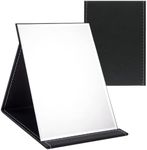 OWLKELA 21x15 cm Foldable Makeup Mirror, Super HD Portable Adjustable Mirror, Black Frameless PU Leather Vanity Mirror with Stand, Portable Travel Mirror for Travel Outing Personal