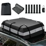 COSTWAY 15/21 Cubic Feet Car Roof Bag, 100% Waterproof Roofing Cargo Carrier with Anti-Slip Mat, Combination Lock & Straps, Rooftop Luggage Storage Box (Black+Grey, 15 Cubic Ft/424L)