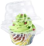 Katgely Individual Cupcake Containers (Pack of 50)- Single Compartment Clear Plastic Cupcake Boxes, Cupcake Holder - Stackable, Deep Dome, Disposable & BPA-Free