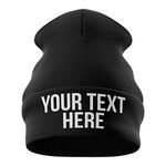 Purple Print House Personalised Beanie Hat - Custom Text Embroidered Beanie Winter Hat Personalised Gifts (Black)