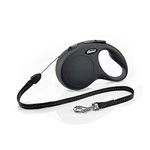 FLEXI New Classic Retractable Dog Leash (Cord), 26 ft, Small, Black