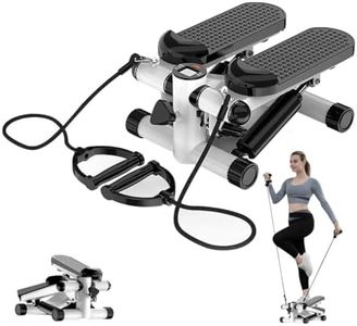 TAITHI Mini Stepper Exercise Machine, Steppers with Resistance Bands, Step Machine Exerciser for Home, Up-Down Stepper with LCD Monitor, Space Saving, Non-Slip Pedal, Legs Arms and Full Body Training