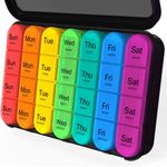 Weekly Pill Organizer 4 Times a Day, Daily Pill Box Organizer, Large Medicine Organizer, Pill Cases Organizers 7 Day, Daviky Pill Box 7 Day to Hold Vitamins, Medication