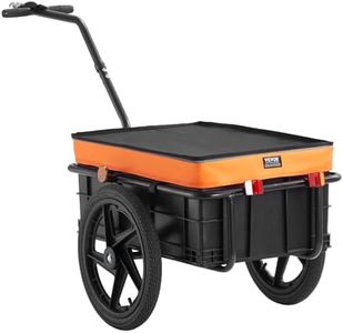 VEVOR Bike Cargo Trailer, 88 lbs Load Capacity, Heavy-Duty Bicycle Wagon Cart, Foldable Compact Storage with Universal Hitch, Waterproof Cover, 16" Wheels, Safe Reflectors, Fits 24"-28" Bike Wheels