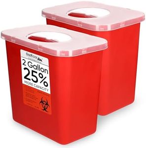 Oakridge Products Large Sharps Container for Home Use and Professional 2 Gallon (2-Pack) with Rotating lid, Biohazard Needle and Syringe Disposal, CDC Certified