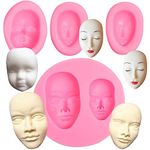 Human Face Silicone Mold 4 Pcs, Face Chocolate Fondant Mold for Cake Decoration Candy Sugar Cupcake Topper Cake Pop Popsicle Baby Shower Birthday Party Polymer Clay Crafts Light Weight Clay Soap Resin