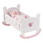 ROBOTIME Baby Doll Bassinet, Wooden Baby Doll Cradle, Toy Doll Furniture Accessories, American Girl Doll Bed, Baby Doll Crib with Bedding for 18 Inch Dolls (White)