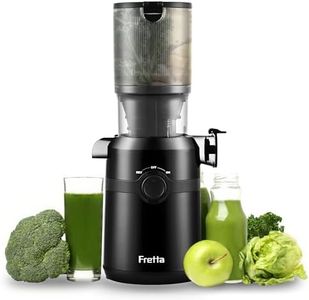 Fretta Entsafter,Slow Juicer mit 108MM Breite und Größere Fütterungsröhre,Füllvolumen für ganze Gemüse und Obst,BPA-frei Tritan-Material Entsafter,Einfacher Installation,200W