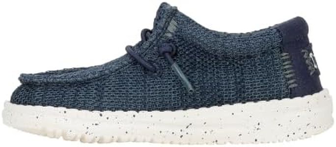 HEYDUDE Boy's Toddler Wally Stretch Sox Slip On Shoe, Navy Size 7 | Lightweight Easy On Casual Shoe
