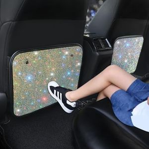 Pirador Car Seat Back Protectors with Crystal Rhinestones, Bling Bling Kick Mats Protector，Universal Fit Sparkling Diamond Automotive Interior Protectors for Girls Color 2Pcs