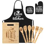 Mom Gifts Mothers Day Gifts for Mom from Daughter, Mom Kitchen Gifts Mom Birthday Gift Ideas with Cutting Board Wooden Spoons Aprons Oven Mitts Pot Holder for Cooking