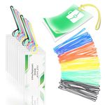 100 Pack 5 Mil Laminating Pouch with Colorful Loop 2 1/2" x 4 1/4" Luggage Tag Laminating Pouches with Slot Hole Thermal Laminate Pouch Tags Kit Resealable for Work Permits Pass Cards Student ID Cards