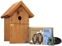 Green Feathers Wired Outdoor Birdbox and Wildlife Camera, 700TVL Night Vision Camera for Birdbox & Wildlife- Camera, UK Power Supply, 20m Cable & Birdbox