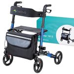 Helavo Foldable Rollator with Seat - Lightweight Aluminum Rolling Walker for Seniors and Adults