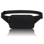Waterproof Bumbag Waist Fanny Pack Running Belt for Men Women Unisex Bum Bag with Adjustable Belt for Outdoors Workout Hiking Gifts for Ladies Boys (Black)