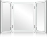 Houseables 3 Way Mirror, Trifold Mirror, Trifold Vanity, Three Way Folding, Tri Fold, For Braiding Hair, 3way, 3 Sided, Three Panel, Triple, Tabletop, Bathroom, Makeup, Self Haircut, 360, 21 x 31 Inch