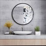 MIQU Round Black Mirror,50cm Round Makeup Dressing Mirror Wall Framed Modern Fashion Mirror for Vanity, Bathroom or Bedroom