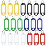 Uniclife 20 Pieces Key Tags 5 cm Soft Plastic Key Chain Tags with Blank Paper Labels Clear Windows Protective Films and Split Rings Flexible Item Identifiers, 6 Colors