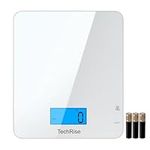 TechRise Electronic Kitchen Scale,Tempered Glass Digital Baking Scale With Touch Sensitive Weighting, Food Scales Calorie Counting, LCD Display,Tare Function, for Cooking/Baking/Home/Kitchen,11lb/5kg