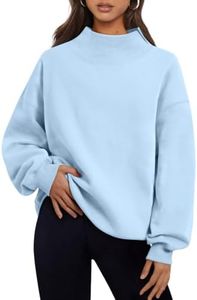 Trendy Queen Womens Oversized Sweatshirts Turtleneck Pullover Long Sleeve Hoodies Tops Fall Fashion Outfits 2025 Clothes LightBlue L