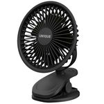 UN1QUE Portable Fan Rechargeable,USB Mini Fan Battery Operated 1800mAh,3 Speed Quiet Clip Small Table Fan for Home, Personal Makeup fan for Office Stroller Camping,6 Inch, Black